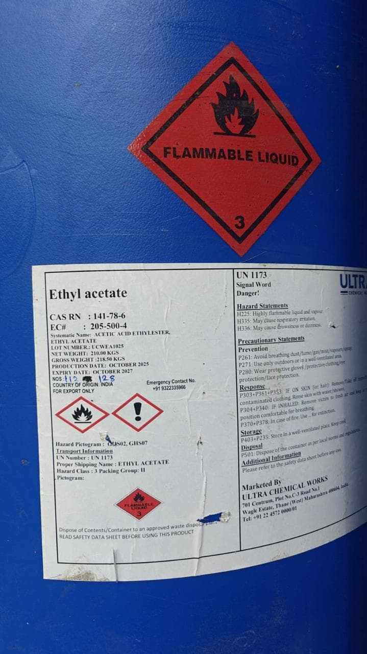 Ethyl acetate packaging from ULTRA CHEMICAL WORKS