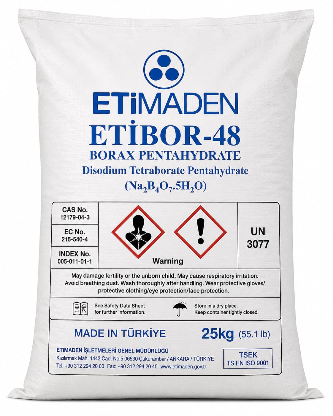 Borax Pentahydrate in a polypropylene bag