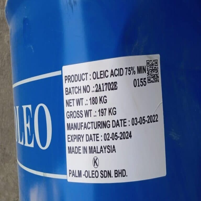 Oleic Acid 75% Min in a drum for industrial use