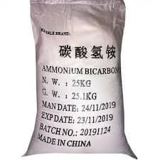 Bag of Ammonium Bicarbonate, a key ingredient in baking and food preservation