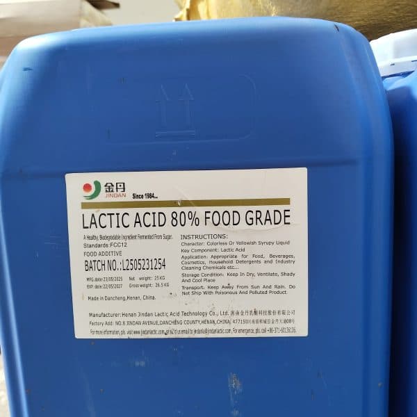 Lactic Acid 80% Food Grade in a clear container