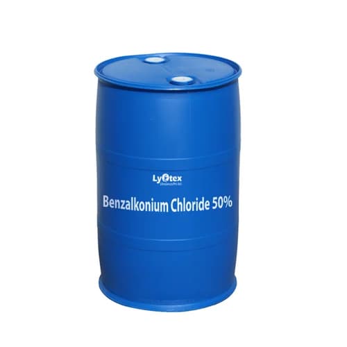 Benzalkonium Chloride 50% in a clear liquid form, used in pharmaceuticals and cosmetics.