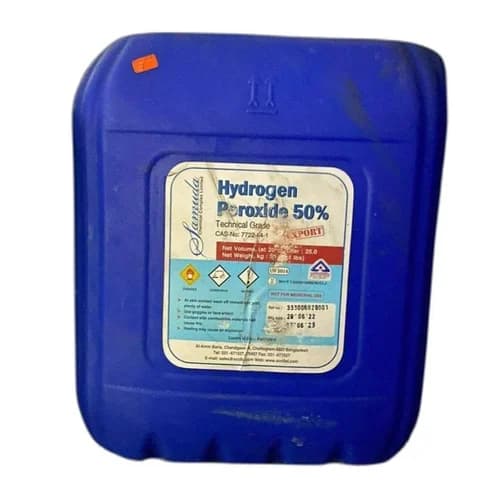 Hydrogen Peroxide 50% in a plastic container