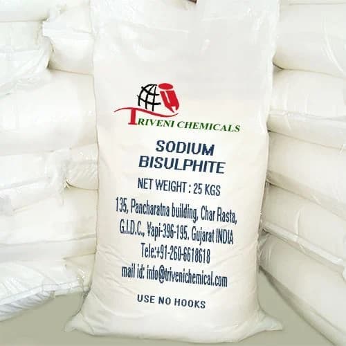 Sodium Bisulphite - White crystalline powder in packaging