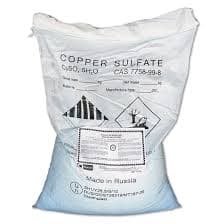 Copper Sulfate blue crystalline solid in packaging