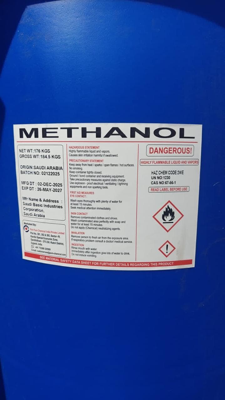 Methanol packaging image from Kivi Chemicals
