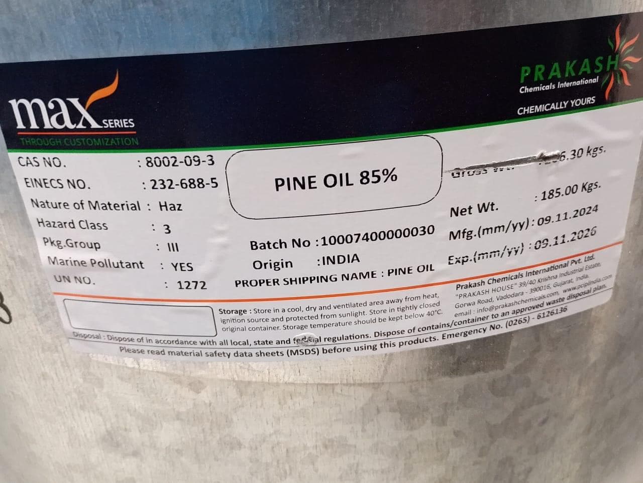 Pine Oil 85% packaging image