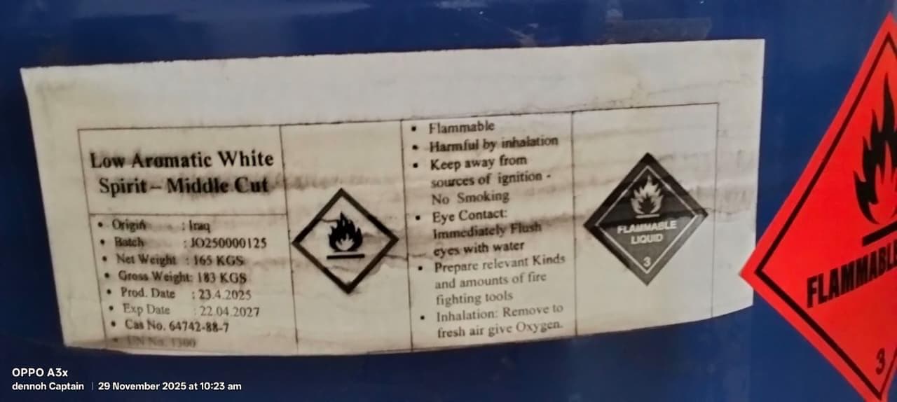 Image of Low Aromatic White Spirit - Middle Cut in industrial packaging