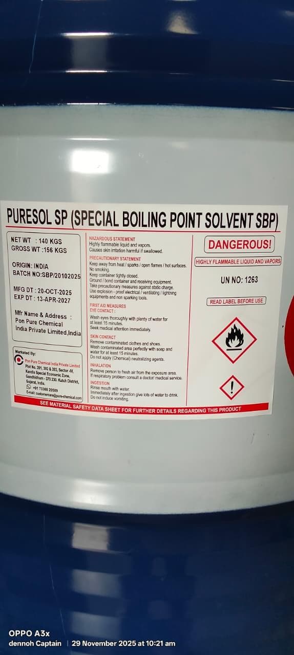 Image of PURESOL SP (SPECIAL BOILING POINT SOLVENT SBP) packaging