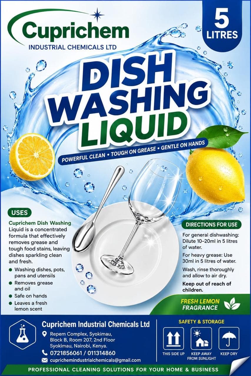 Cuprichem Dish Washing Liquid 5 Litres - Powerful and Gentle Cleaning Solution