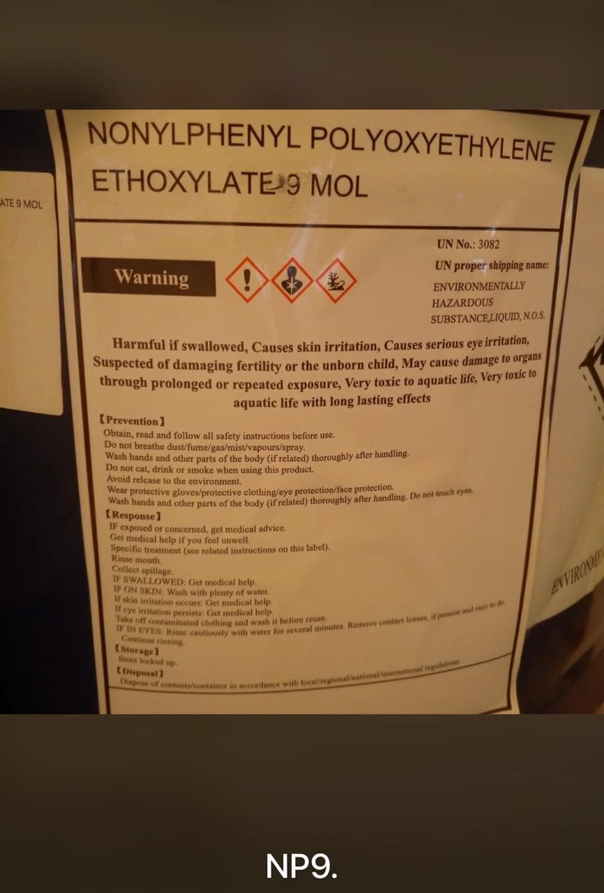 NONYLPHENYL POLYOXYETHYLENE ETHOXYLATE 9 MOL product packaging